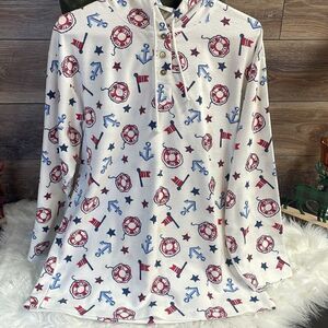 Amanda Stewart Ladies Long Sleeve Pullover Naitical Hooded Top , Size M